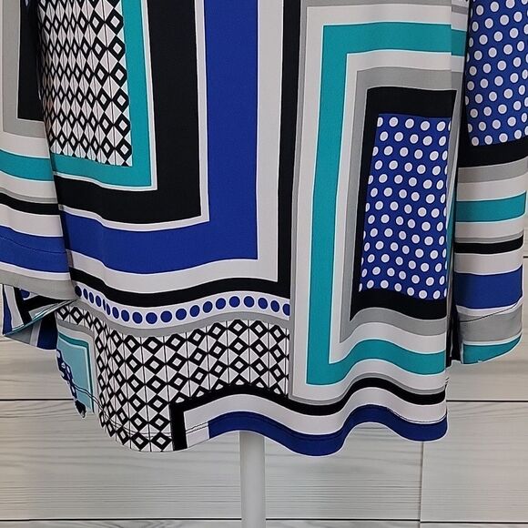 JM Collection tunic top silver stud embellishments- blue Women's Size M - Picture 3 of 10